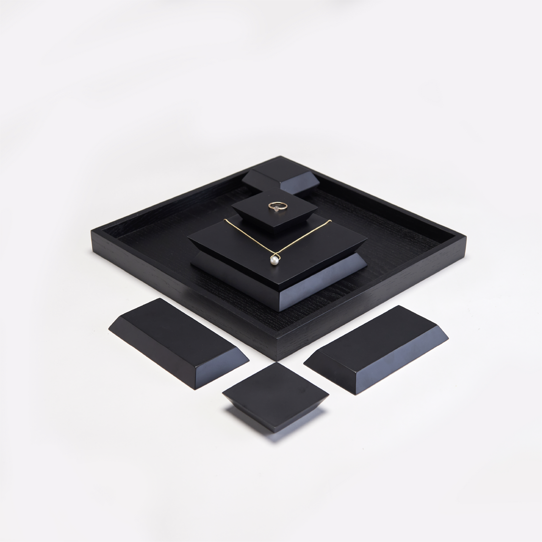 WOOD DISPLAY TRAY SET